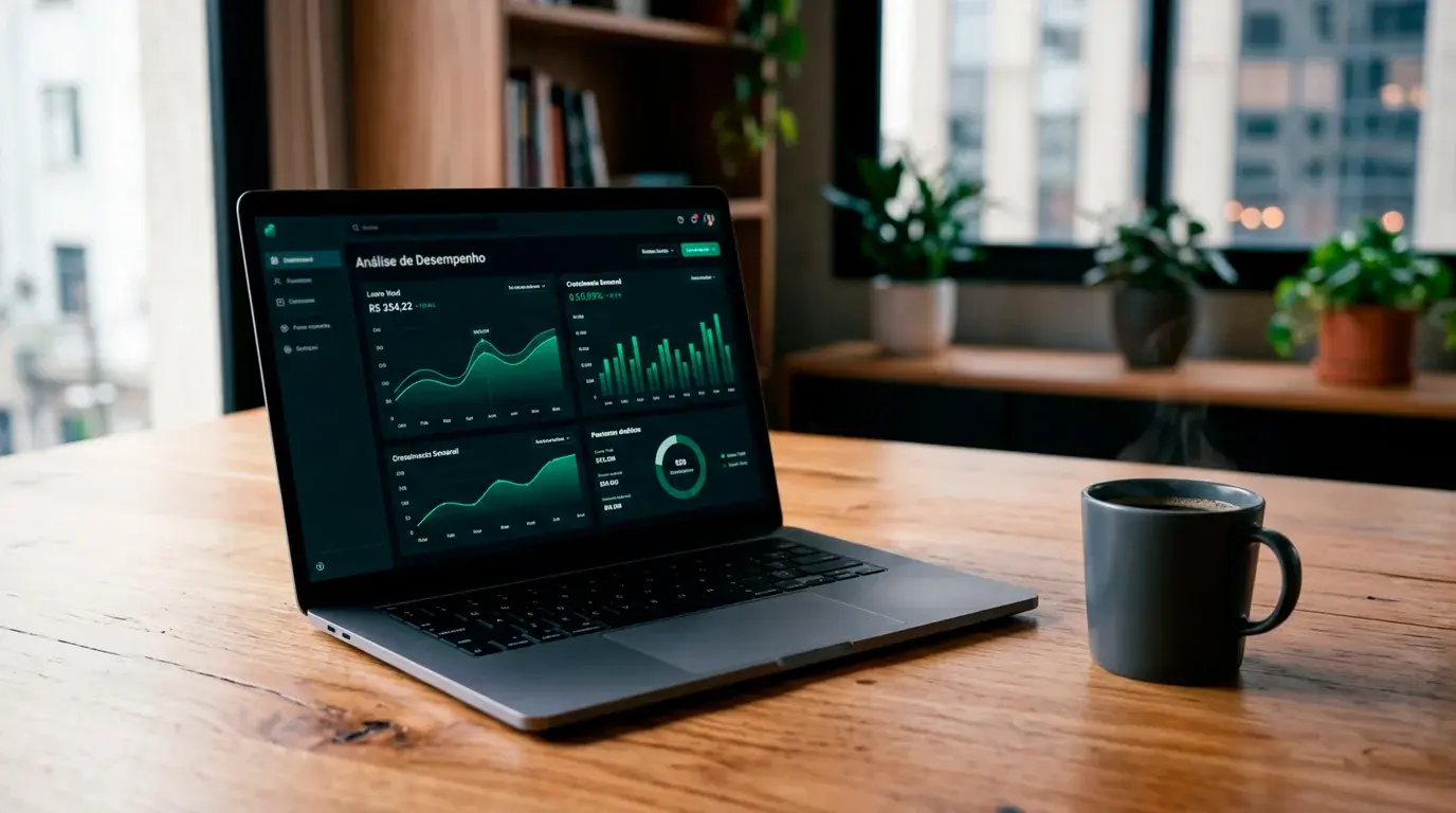 Ecrã de computador portátil com gráficos de tendências de mercado de apostas